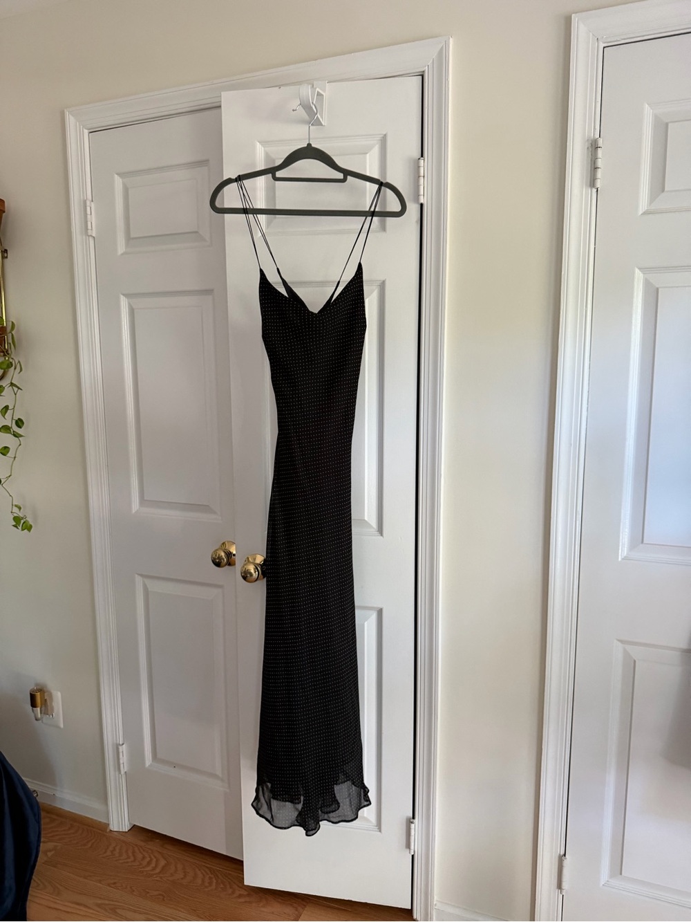 Lauren Ralph Lauren 100% Silk Black Polka Dot Low Back Slip Maxi Dress 10 - Picture 4 of 11